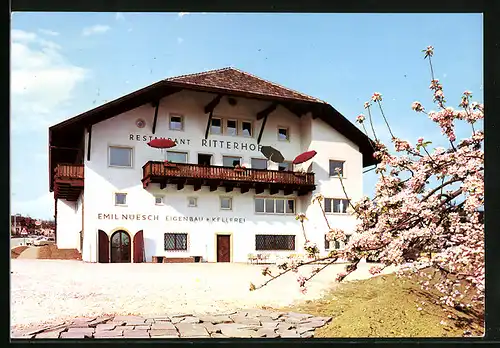 AK Kaltern, Restaurant Ritterhof, Haus im Frühling