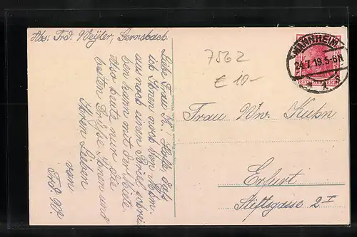 AK Gernsbach, Partie an der Murg