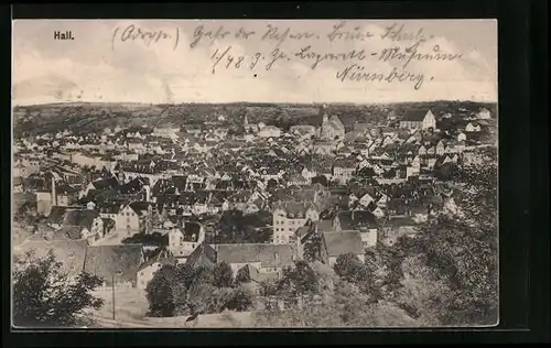 AK Schwäb. Hall, Ortspartie aus der Vogelschau