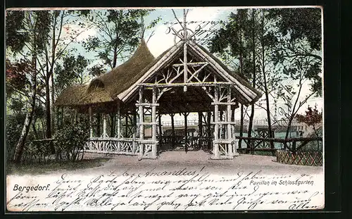 AK Hamburg-Bergedorf, Pavillon im Schlossgarten