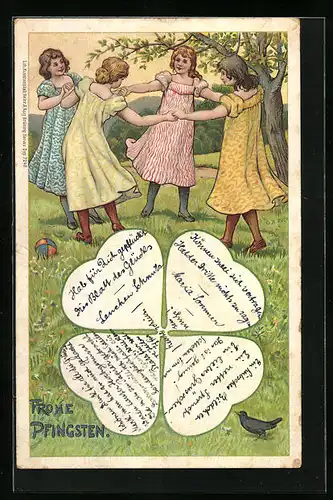 Künstler-AK Kinder tanzen zum Pfingstfest