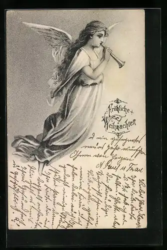 Künstler-AK Weihnachtsengel musiziert zu Weihnachten