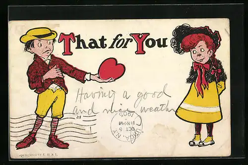 Künstler-AK Liebespaar mit Herz, That for You