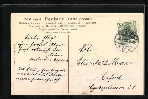 Präge-AK Osterküken mit Osterei zum Feste