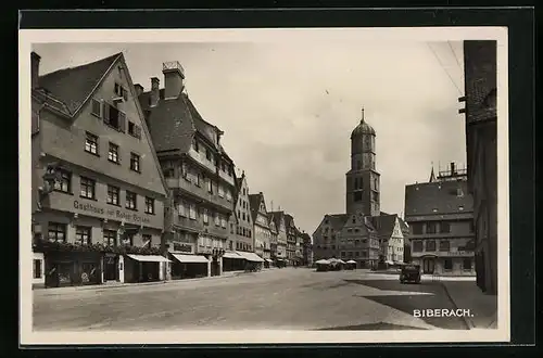 AK Biberach, Marktplatz mit Gasthaus zum roten Ochsen