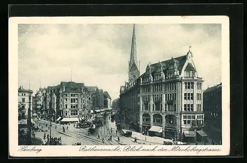 AK Hamburg, Rathausmarkt, Blick nach der Mönckebergstrasse