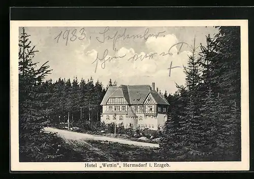 AK Hermsdorf i. Erzgeb., Hotel Wettin in Waldlandschaft