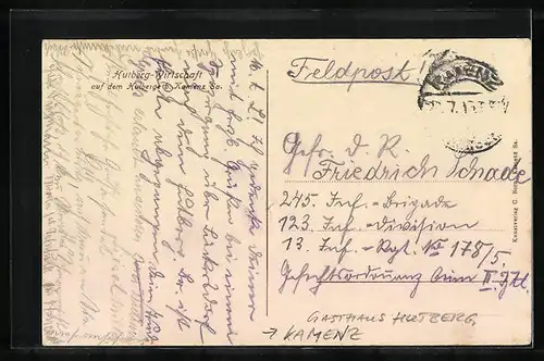 AK Kamenz i. Sa., Gasthaus Hutberg