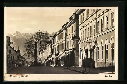 AK Murnau /Obb., Strassenpartie am Markt