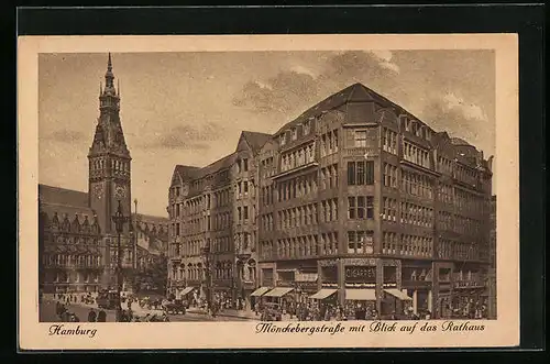 AK Hamburg, Mönckebergstrasse, Rathaus