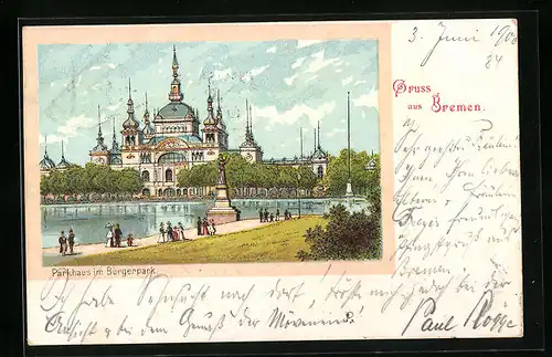 Lithographie Bremen, Parkhaus im Bürgerpark