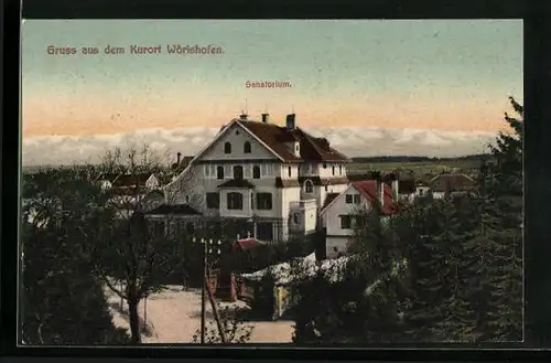 AK Wörishofen, Das Sanatorium im Abendrot