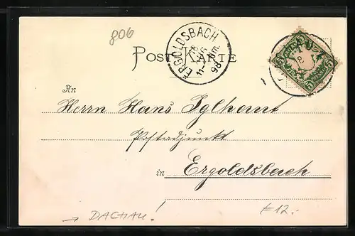 AK Dachau, Ortsansicht vom Feld aus