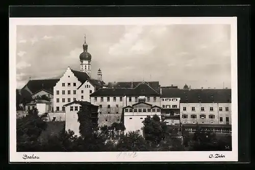 AK Dachau, Ortspartie mit Zwiebelturm