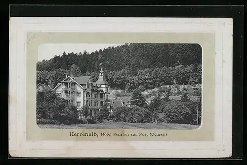 Präge-AK Herrenalb, Hotel Zur Post (Ochsen)