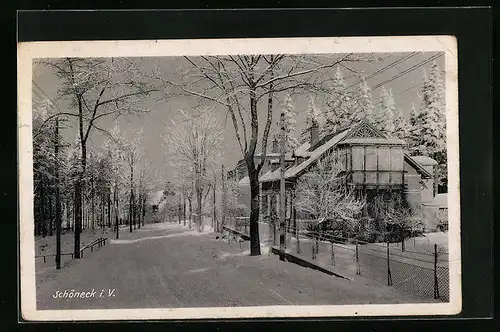 AK Schöneck i. V., Strassenpartie im Winter