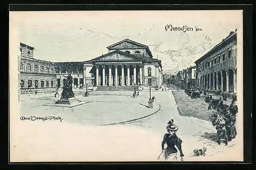 Künstler-AK München, Der Max-Joseph-Platz