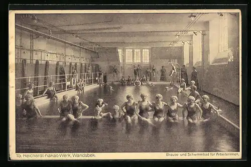 AK Hamburg-Wandsbek, Reichardt-Kakao-Werk, Brause und Schwimmbad für Arbeiterinnen