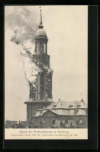 AK Hamburg-Neustadt, Brand der Michaeliskirche 1906