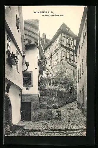 AK Wimpfen A. B., Apothekergässchen mit Bewohnern