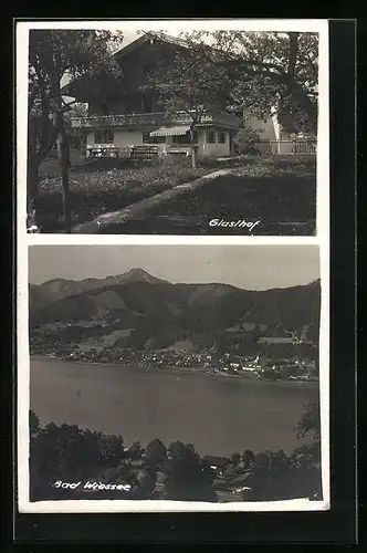AK Bad Wiessee, Ortsansicht mit waldreicher Landschaft, Glaslhof