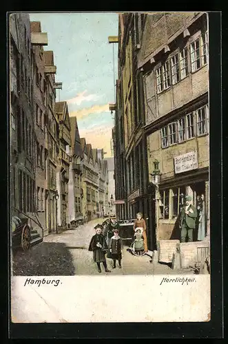 AK Hamburg, Strassenpartie in der Herrlichkeit