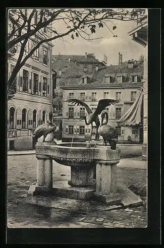 AK Baden-Baden, Neuer Reiherbrunnen in der Sofienstrasse