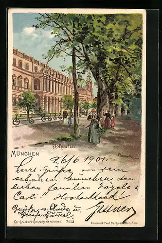 Künstler-AK Karl Heinisch: München, Hofgarten