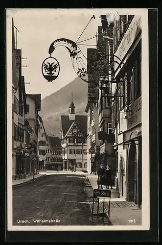 AK Urach, Wilhelmstrasse mit Café