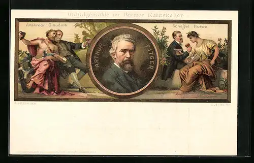 AK Bremen, Wandgemälde im Rathskeller, Arthur Fitger