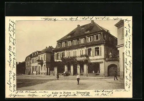 AK Lahr i. Baden, Bärenplatz mit Passanten