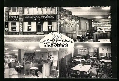 AK Hamburg, Restaurant Holstenstube in der Lilienstrasse 36 mit Innenansichten