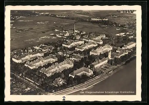 AK München-Schwabing, Fliegeraufnahme des Krankenhauses