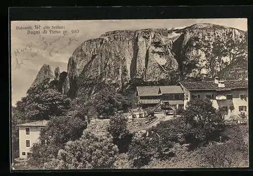 AK Fiè allo Sciliar, Ortsansicht mit Bergpanorama