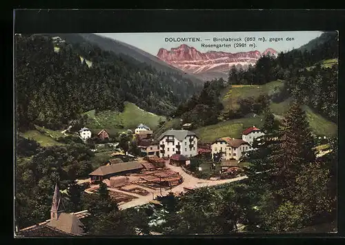AK Birchabruck, Gesamtansicht aus der Vogelschau gegen den Rosengarten