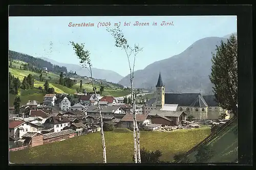 AK Sarntheim b. Bozen, Ortsansicht mit Kirche