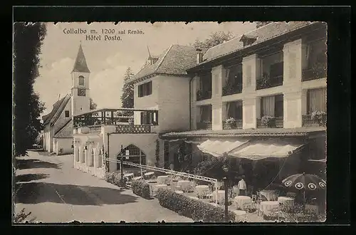 AK Collalbo, Hôtel Posta mit Kirche