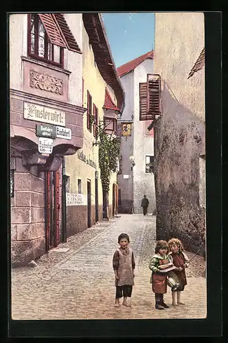 AK Brixen, Strassenpartie mit Künstlerstüberl und Finsterwirt