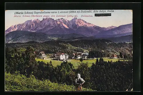AK Maria Schnee /Oberbozen, Ortsansicht gegen den Latemar