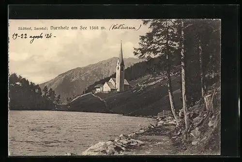 AK Durnholz am See, Seeblick mit Kirche