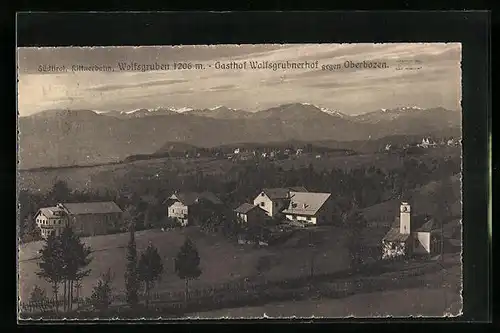 AK Wolfsgruben /Rittnerbahn, Gasthof Wolfsgrubnerhof gegen Oberbozen