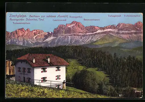 AK Deutschnofen, Zischglalpe, Gasthaus zur schönen Aussicht