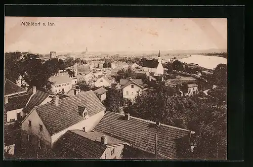 AK Mühldorf a. Inn, Ortspartie aus der Vogelschau