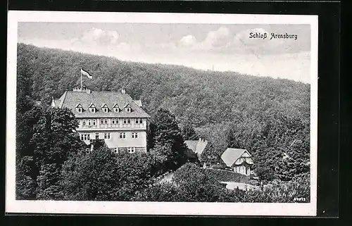 AK Arensburg, Ansicht Schloss im dichten Wald