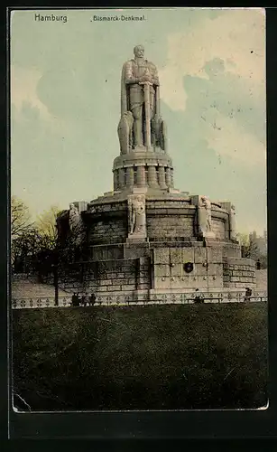 AK Hamburg-St.Pauli, Bismarck-Denkmal
