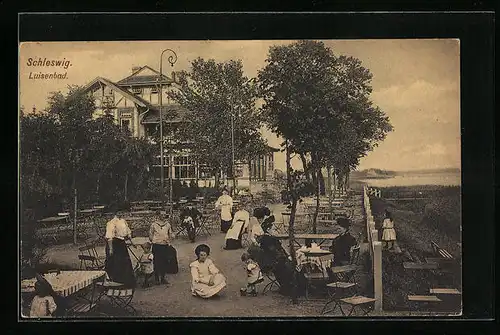 AK Schleswig, Luisenbad mit Terrasse