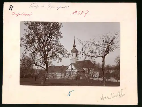 Fotografie Brück & Sohn Meissen, Ansicht Röhrsdorf, Kirche und Pfarre