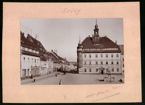Fotografie Brück & Sohn Meissen, Ansicht Oederan, Marktplatz mit Sparkasse & Rathskeller