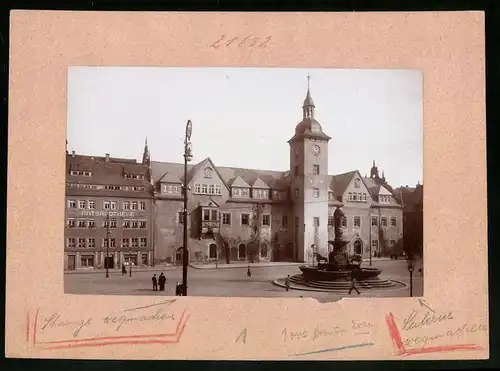 Fotografie Brück & Sohn Meissen, Ansicht Freiberg i. Sa., Marktplatz mit Ratsapotheke & Rathaus