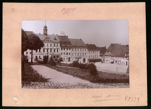 Fotografie Brück & Sohn Meissen, Ansicht Stolpen, Marktplatz mit Apotheke & gasthof Goldner Löwe